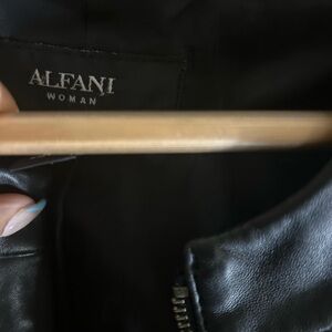 Alfani Black Leather Jacket Lambskin leather